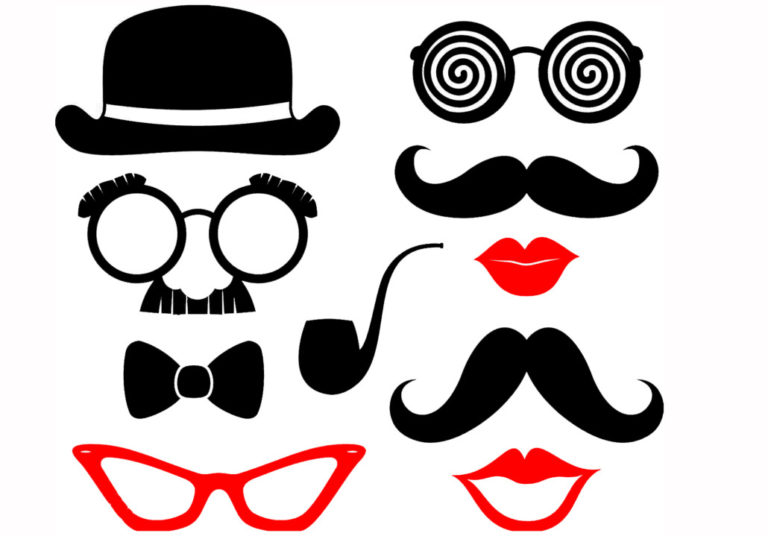 party-props-set-mustaches-lips-eyeglasses-silhouettes-design-elements ...